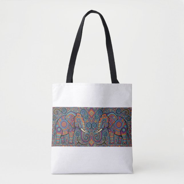 Lebendiger Stammesgeist Elefanten Tragetasche Tasche (Vorderseite)