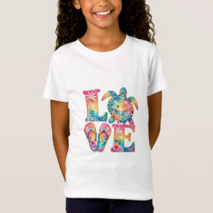 Lebendiger tropischer Strand Sonnenuntergang LOVE T-Shirt