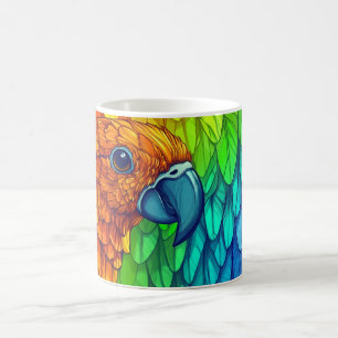 lebendiger und farbenfroher Papagei Kaffeetasse