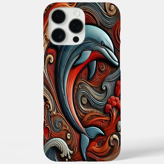 Lebendiger Wanddeko-Delfin iPhone 16 Pro Max Hülle (Rückseite)