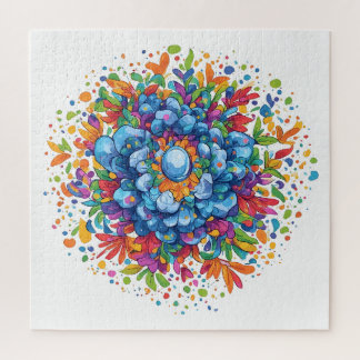 Lebendiger Wasserfarben-Blumenstrauß in Blau