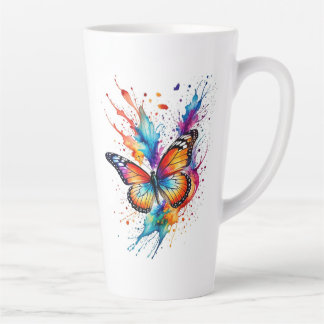 Lebendiger Wasserfarbener Monarchfalter-Splash Milchtasse