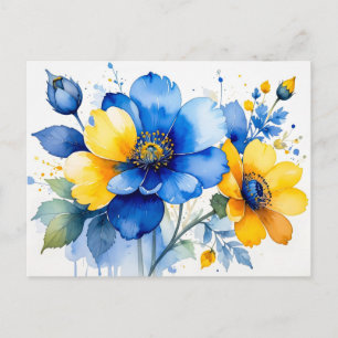 Lebendiger Wasserfarbenstrauß Postkarte