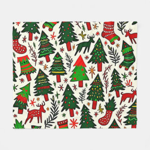 Lebendiger Weihnachtsmuster-Kunstprint Fleecedecke
