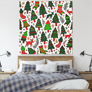 Lebendiger Weihnachtsmuster-Kunstprint Leinwanddruck