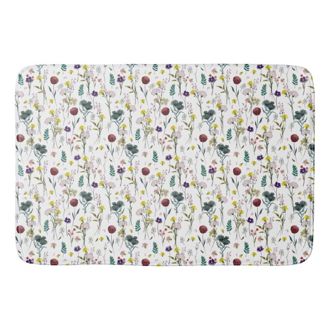 Lebendiger Wildblumen-Badezimmerteppich Badematte (Vorderseite)