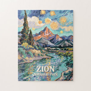 Lebendiger Zion-River-Sonnenuntergang Retro Van Go