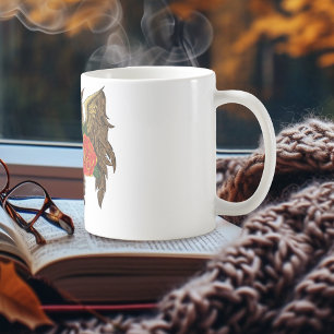 Lebendiger Zucker-Schädel-Kauz mit roten Rosen Kaffeetasse