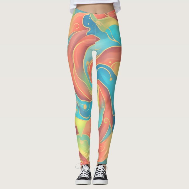 Lebendiges Abstrakt Leggings (Vorderseite)