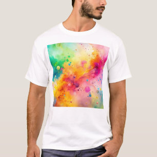 Lebendiges abstraktes Aquarell-Spritzmuster T-Shirt