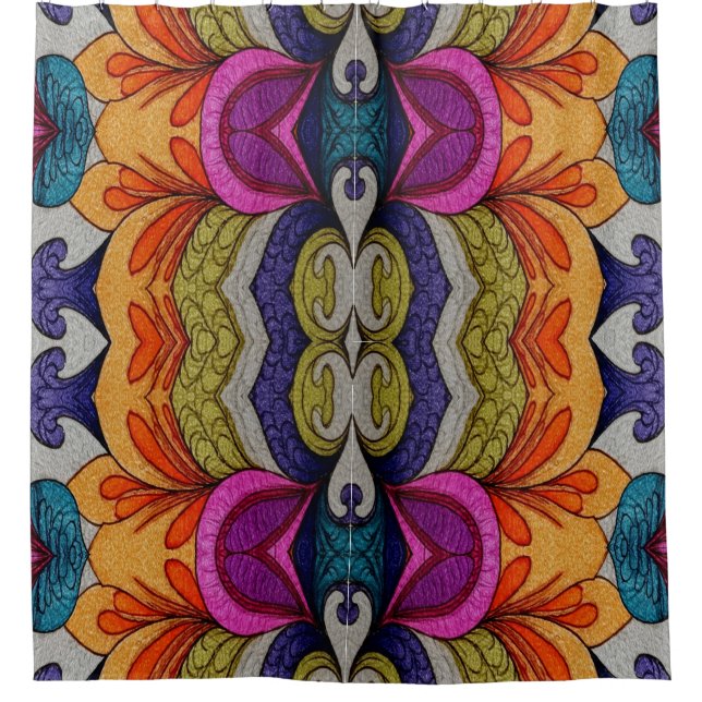 Lebendiges abstraktes florales Fusionsmuster Duschvorhang (Vorderseite)