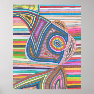 Lebendiges abstraktes geometrisches Streifenmuster Poster