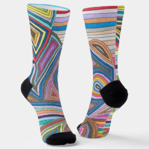 Lebendiges abstraktes geometrisches Streifenmuster Socken
