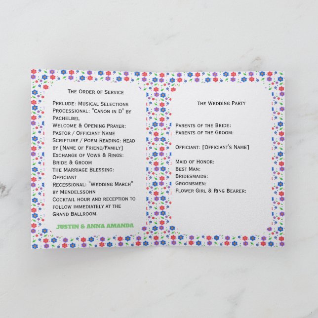 Lebendiges Aquarell-Blumenmuster Wildblumen Programm (Innenseite)