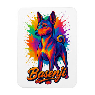 Lebendiges Basenji-Pop-Art-Design Magnet