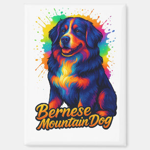 Lebendiges Berner Sennenhund Pop-Art-Design Magnet