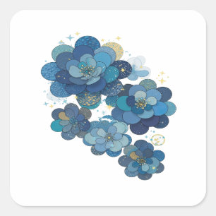 Lebendiges Blau BLAUE BLUMEN GARTEN Aufkleber Graf