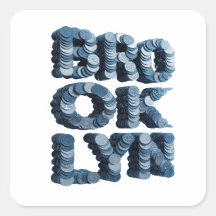 Lebendiges Blau BROOKLYN Vinyl-Stil Quadratischer Aufkleber