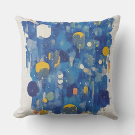 Lebendiges Blau Gold abstrakt geometrischer Tropfe Kissen