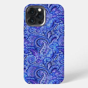 Lebendiges Blau Paisley iPhone 13 Pro Max Hülle