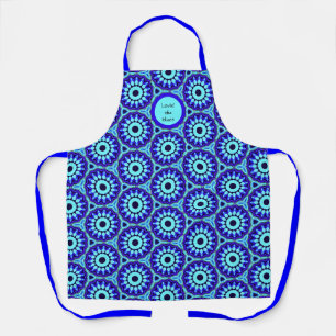 Lebendiges blaues geometrisches All-Over-Druckmust Schürze