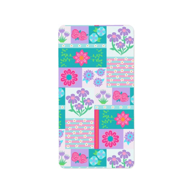 Lebendiges blühendes Blumen-Design Adressaufkleber (Vorne)