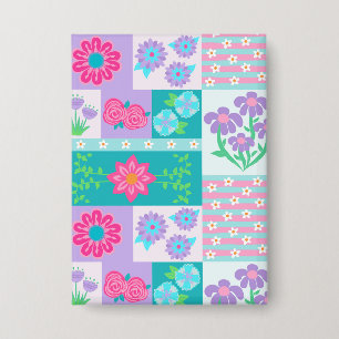 Lebendiges blühendes Blumen-Design Button