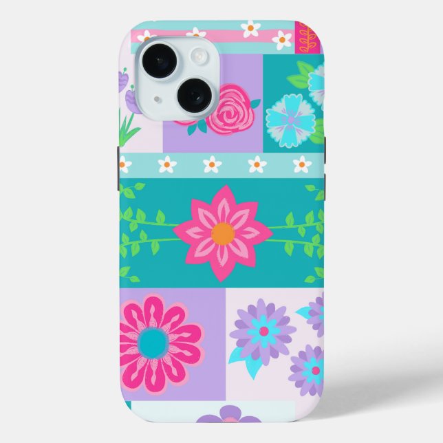 Lebendiges blühendes Blumen-Design Case-Mate iPhone Hülle (Rückseite)