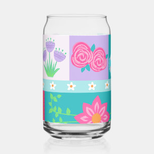 Lebendiges blühendes Blumen-Design Dosenglas
