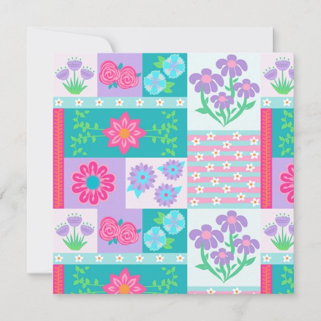 Lebendiges blühendes Blumen-Design Einladung (Vorderseite)