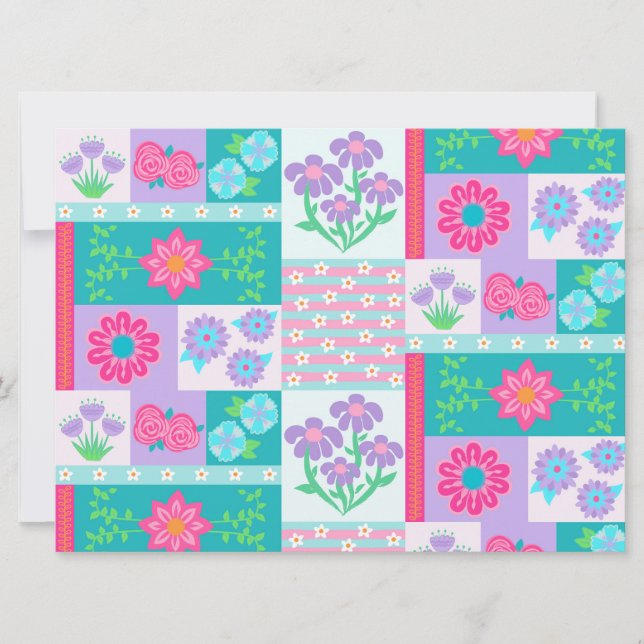 Lebendiges blühendes Blumen-Design Einladung (Vorderseite)