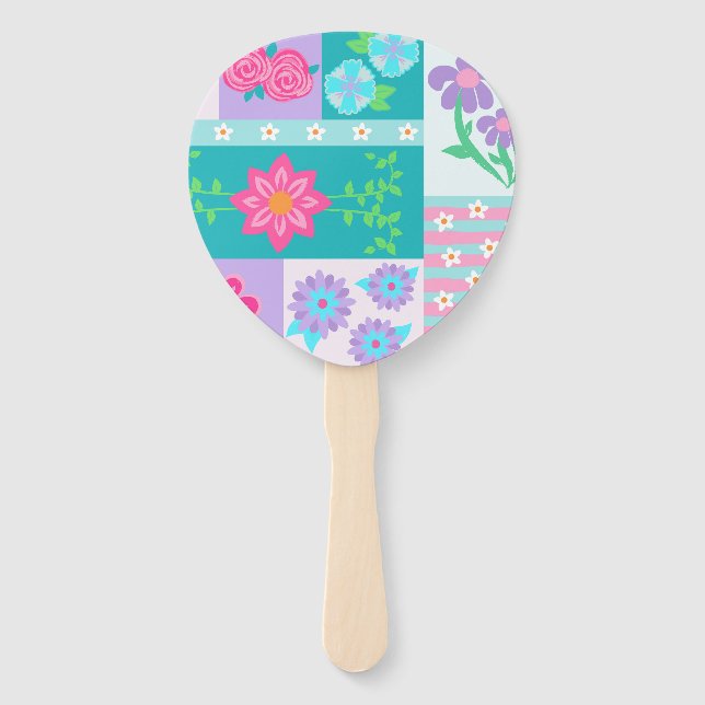 Lebendiges blühendes Blumen-Design Fächer (Vorderseite)