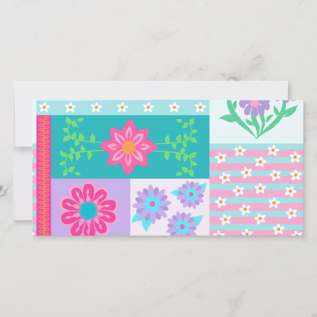 Lebendiges blühendes Blumen-Design Feiertagskarte (Vorderseite)