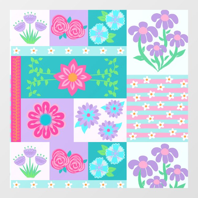 Lebendiges blühendes Blumen-Design Fensteraufkleber (Blatt)