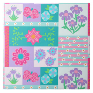Lebendiges blühendes Blumen-Design Fliese