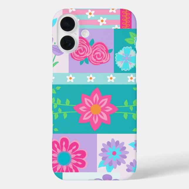Lebendiges blühendes Blumen-Design iPhone 16 Plus Hülle (Rückseite)