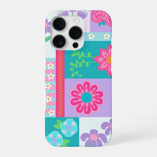 Lebendiges blühendes Blumen-Design iPhone 16 Pro Hülle (Rückseite)