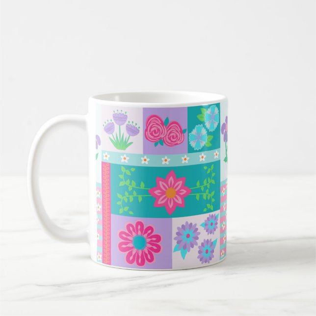 Lebendiges blühendes Blumen-Design Kaffeetasse (Links)
