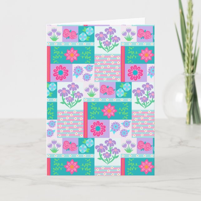 Lebendiges blühendes Blumen-Design Karte (Vorderseite)