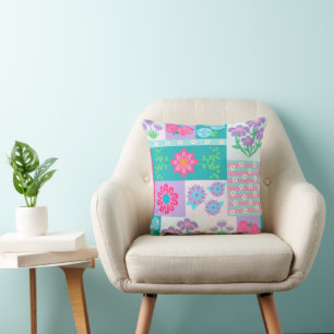 Lebendiges blühendes Blumen-Design Kissen