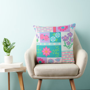 Lebendiges blühendes Blumen-Design Kissen