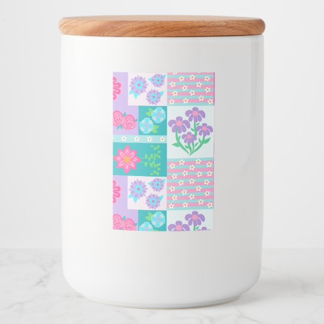 Lebendiges blühendes Blumen-Design Lebensmitteletikett (Vorderseite)