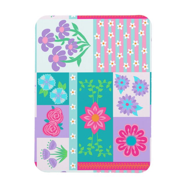 Lebendiges blühendes Blumen-Design Magnet (Vertikal)