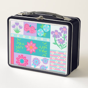 Lebendiges blühendes Blumen-Design Metall Brotdose
