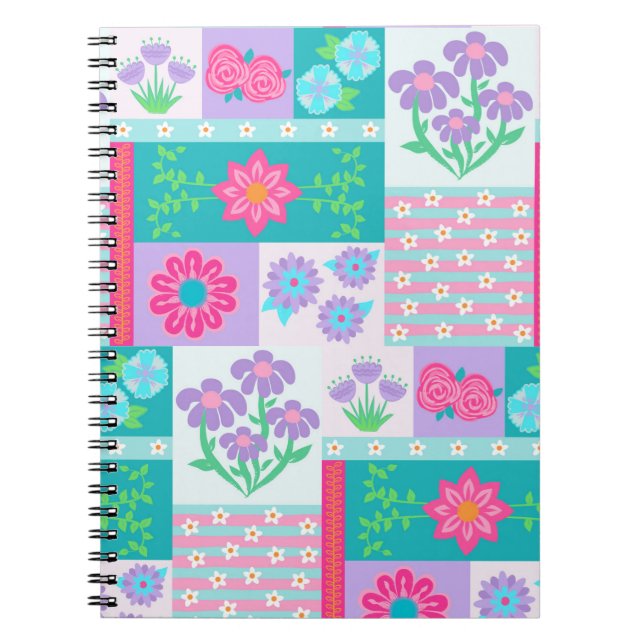 Lebendiges blühendes Blumen-Design Notizblock (Vorderseite)