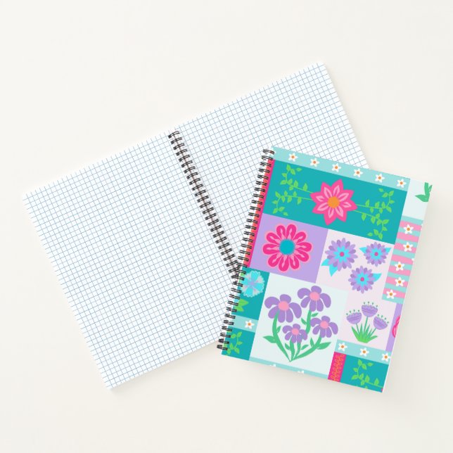 Lebendiges blühendes Blumen-Design Notizbuch (Innenseite)