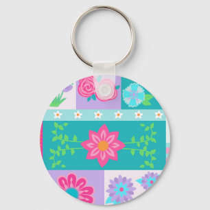 Lebendiges blühendes Blumen-Design Schlüsselanhänger