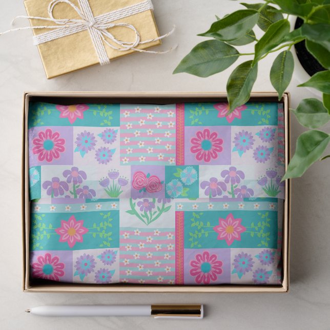 Lebendiges blühendes Blumen-Design Seidenpapier (Geschenk)