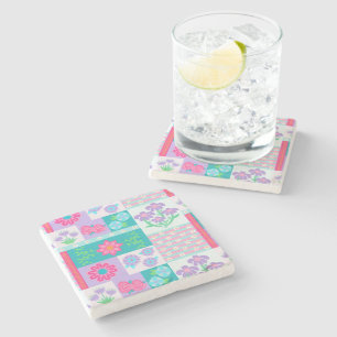 Lebendiges blühendes Blumen-Design Steinuntersetzer