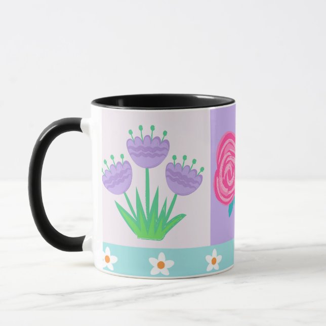 Lebendiges blühendes Blumen-Design Tasse (Links)